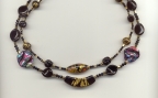 Two Strand Black & Gold Murano Glass Necklace with Accent Colored Venetian Beads